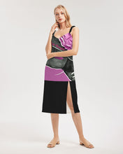 Load image into Gallery viewer, Pink Boughie Signature Women&#39;s All-Over Print Tie Strap Split Dress