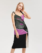 Load image into Gallery viewer, Pink Boughie Signature Women&#39;s All-Over Print Tie Strap Split Dress