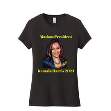 Load image into Gallery viewer, Madam President  Black Womens Ultra Cotton T-Shirt |Yellow Writing