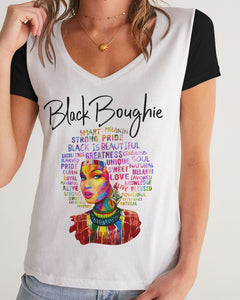 Black Boughie Women's V-Neck Tee