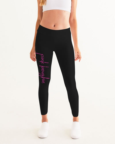 Pink Boughie Signature Cursive- Black Yoga Pants for Women